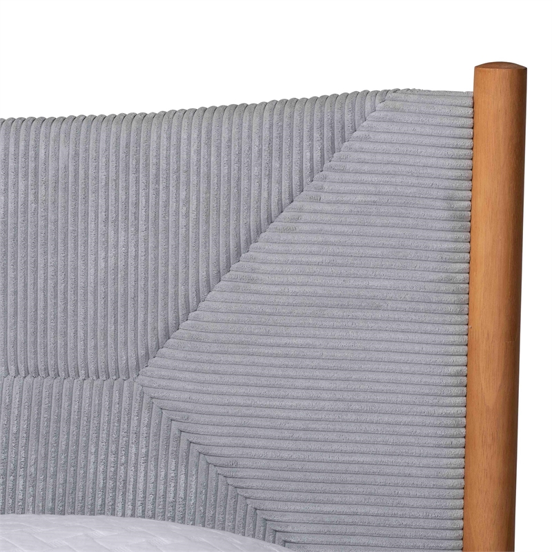 Baxton Studio Taylin Gray Corduroy and Oak Brown Wood Queen 5-Piece Bedroom Set