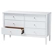 Baxton Studio Lucera Mid-Century White Bobbin Wood 6-Drawer Dresser