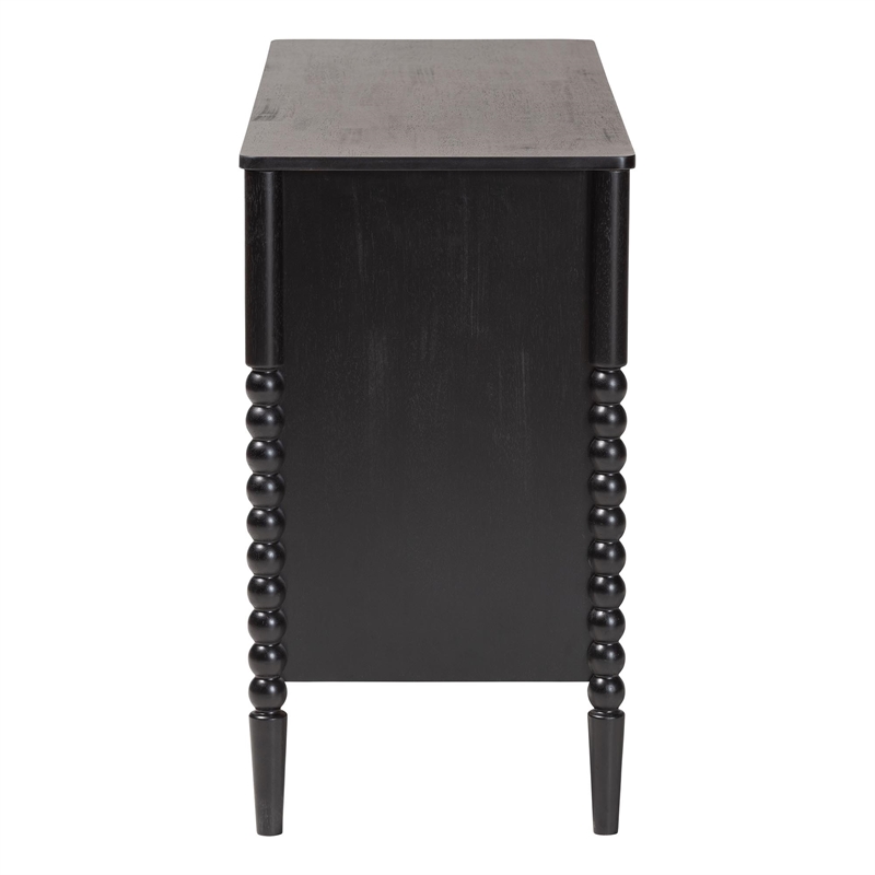 Baxton Studio Lucera Mid-Century Black Bobbin Wood 6-Drawer Dresser