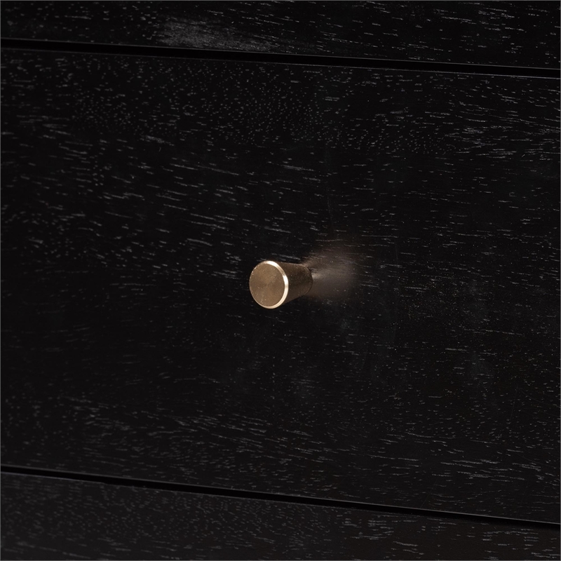 Baxton Studio Lucera Mid-Century Black Bobbin Wood 6-Drawer Dresser