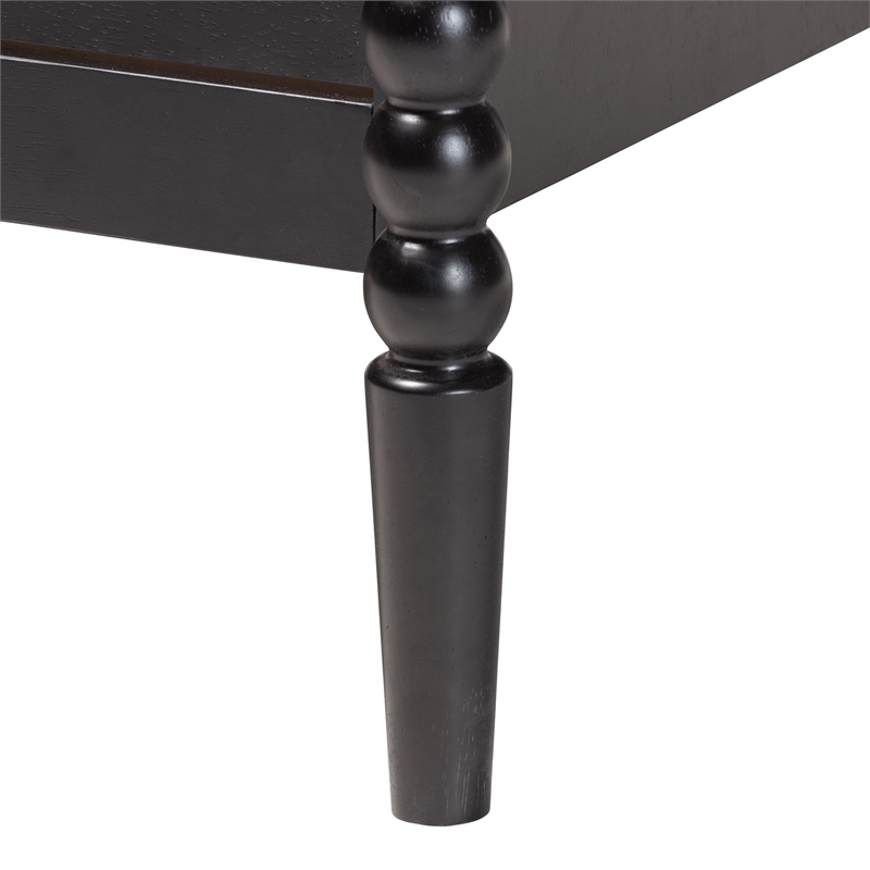 Baxton Studio Lucera Mid-Century Black Bobbin Wood 6-Drawer Dresser