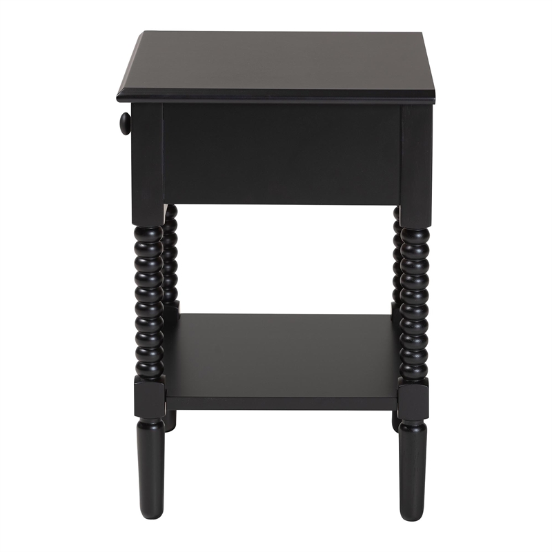 Baxton Studio Braith Farmhouse Black Spindle Wood 1-Drawer Nightstand