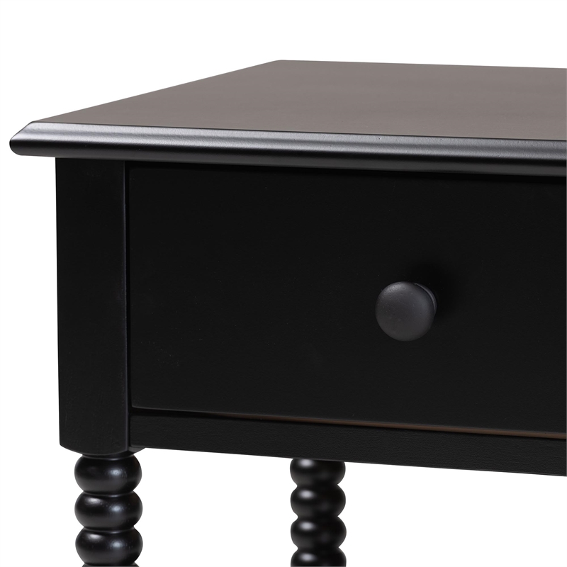 Baxton Studio Braith Farmhouse Black Spindle Wood 1-Drawer Nightstand