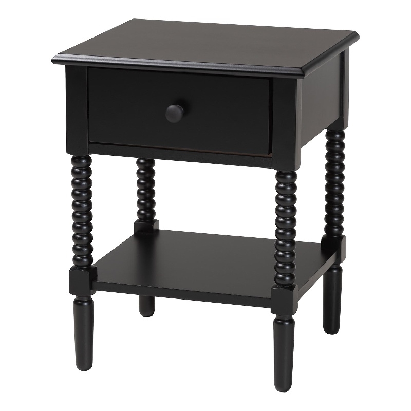 Baxton Studio Braith Farmhouse Black Spindle Wood 1-Drawer Nightstand