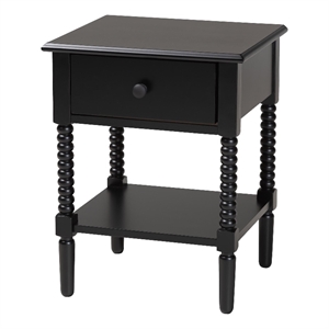 Baxton Studio Braith Farmhouse Black Spindle Wood 1-Drawer Nightstand