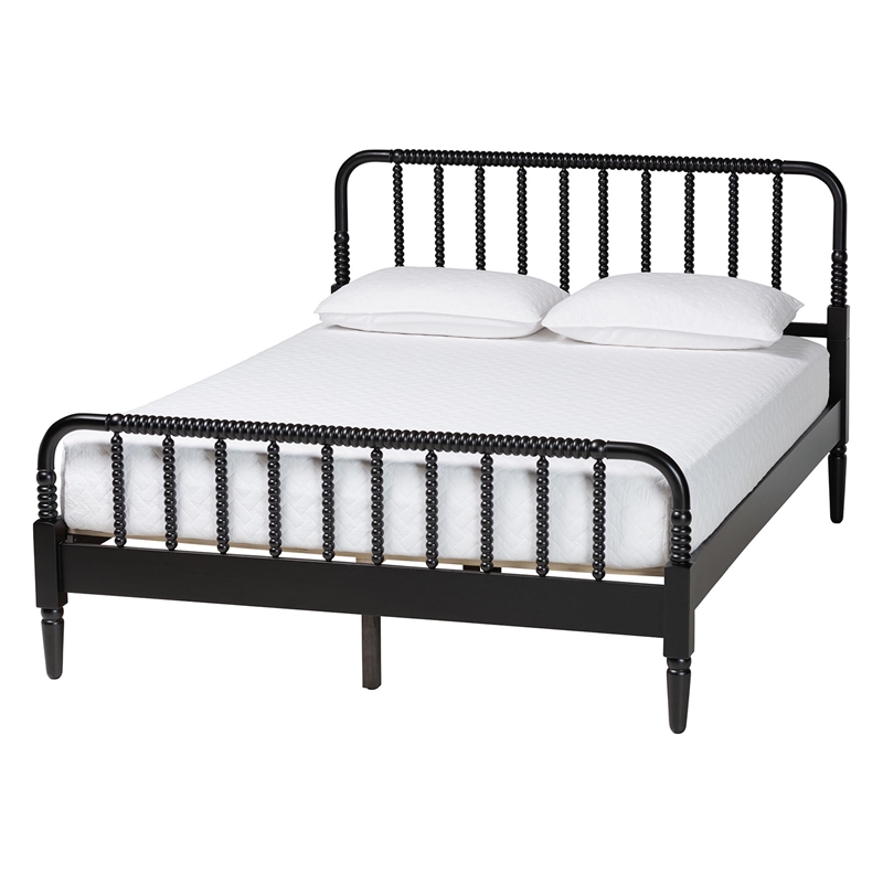 Baxton Studio Braith Farmhouse Black Spindle Wood King Size 4-Piece Bedroom Set