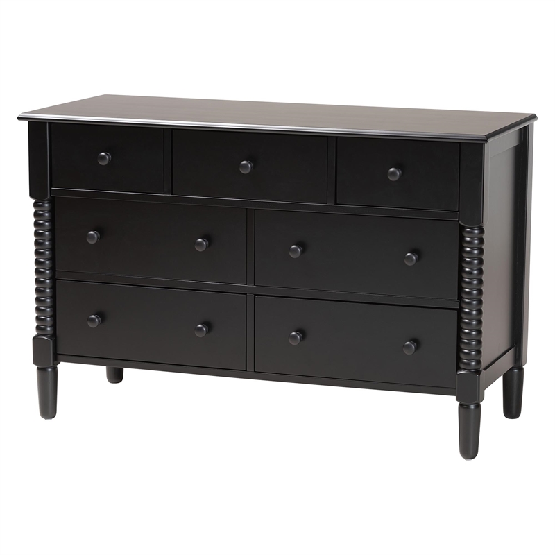 Baxton Studio Braith Farmhouse Black Spindle Wood King Size 4-Piece Bedroom Set