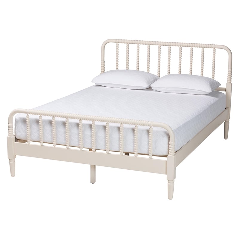 Baxton Studio Braith Farmhouse Ivory Spindle Wood King Size 4-Piece Bedroom Set