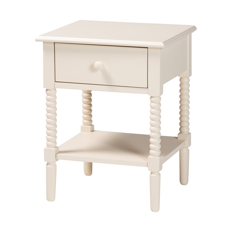 Baxton Studio Braith Farmhouse Ivory Spindle Wood King Size 4-Piece Bedroom Set