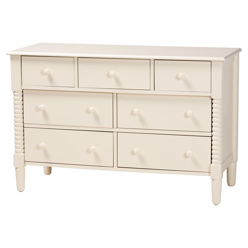 Baxton Studio Braith Farmhouse Ivory Spindle Wood King Size 4-Piece Bedroom Set