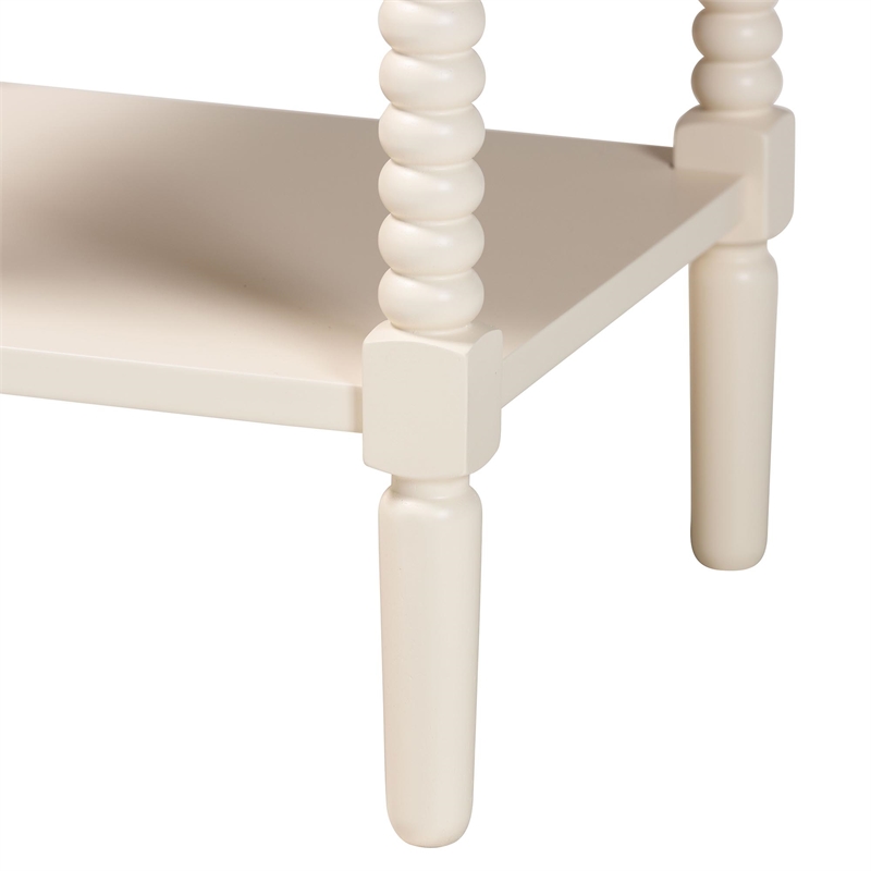 Baxton Studio Braith Farmhouse Ivory Spindle Wood 1-Drawer Nightstand