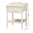Baxton Studio Braith Farmhouse Ivory Spindle Wood 1-Drawer Nightstand