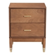 Baxton Studio Mandolin Mid-Century Ash Walnut Wood 2-Drawer Nightstand