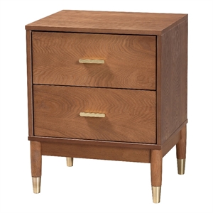 Baxton Studio Mandolin Mid-Century Ash Walnut Wood 2-Drawer Nightstand