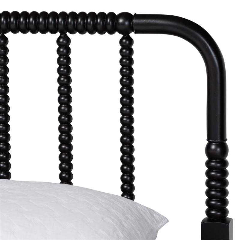 Baxton Studio Braith Farmhouse Black Spindle Wood Queen Size Platform Bed