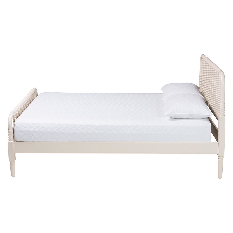 Baxton Studio Braith Farmhouse Ivory Spindle Wood Queen Size Platform Bed