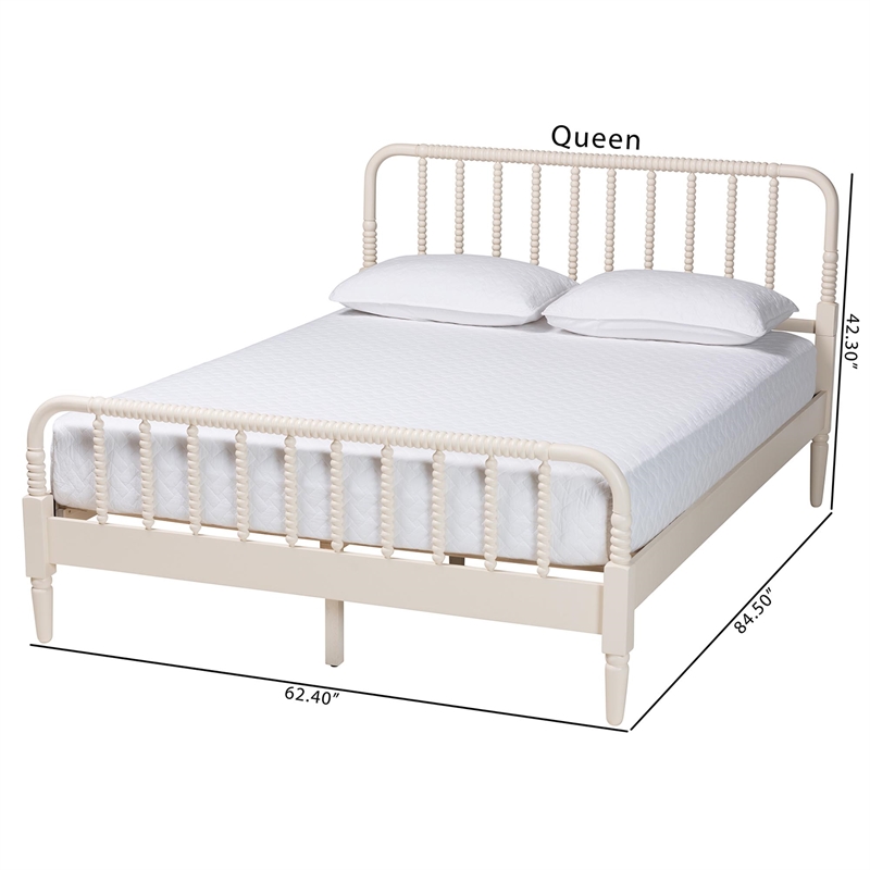 Baxton Studio Braith Farmhouse Ivory Spindle Wood Queen Size Platform Bed
