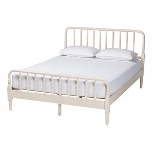 Baxton Studio Braith Farmhouse Ivory Spindle Wood Queen Size Platform Bed