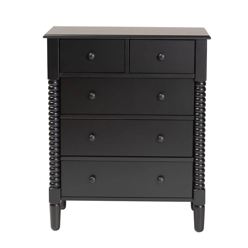 Baxton Studio Braith Farmhouse Black Spindle Wood 5-Drawer Chest