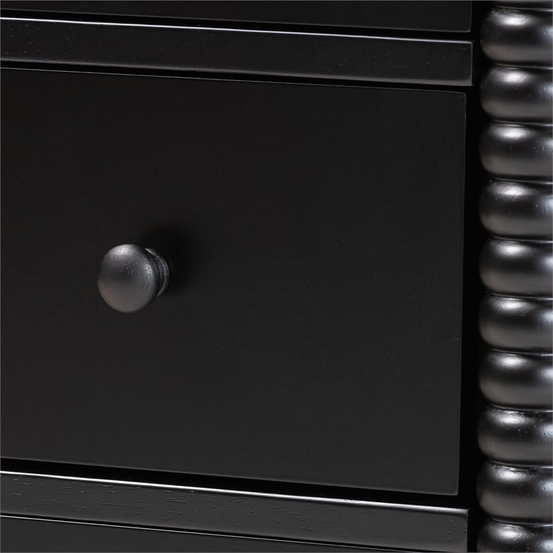 Baxton Studio Braith Farmhouse Black Spindle Wood 5-Drawer Chest