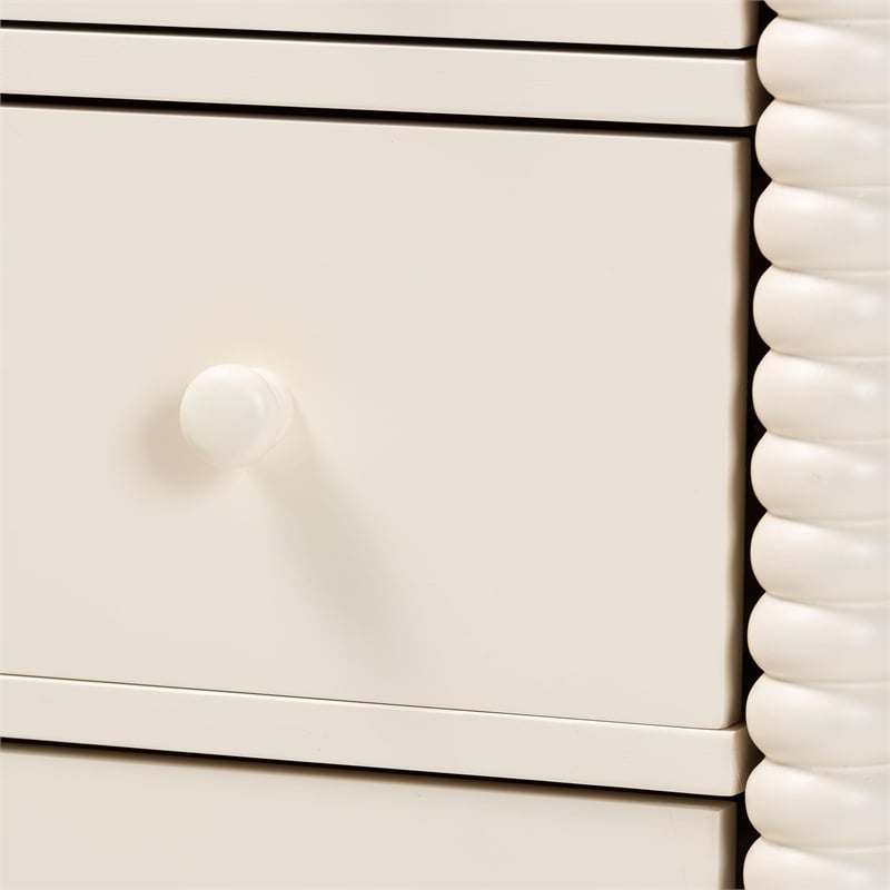 Baxton Studio Braith Farmhouse Ivory Spindle Wood 5-Drawer Chest