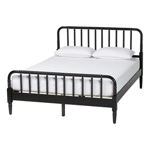 Baxton Studio Braith Farmhouse Black Spindle Wood King Size Platform Bed
