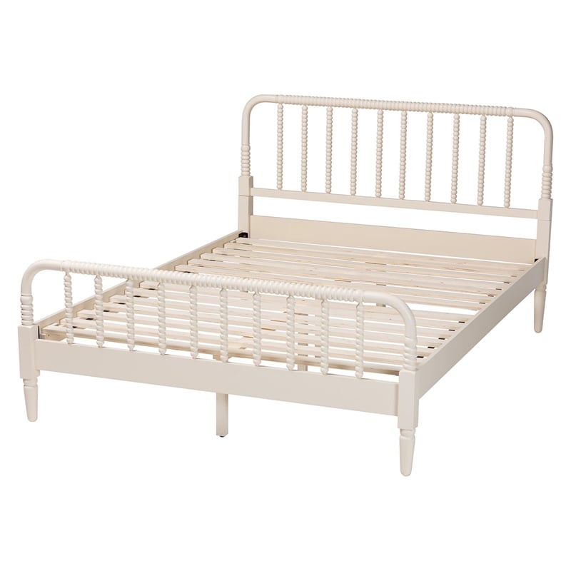 Baxton Studio Braith Farmhouse Ivory Spindle Wood King Size Platform Bed
