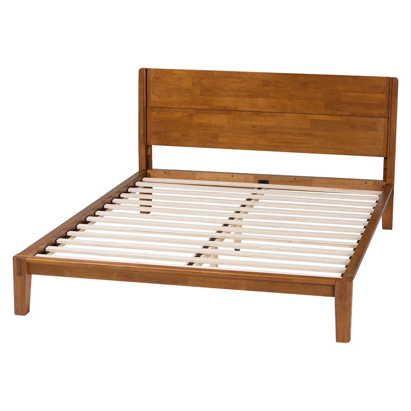 Baxton Studio Aldith Japandi Walnut Brown Toolless Assembly Queen Platform Bed