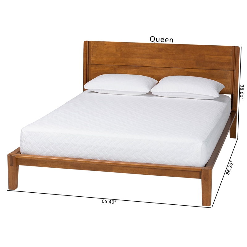 Baxton Studio Aldith Japandi Walnut Brown Toolless Assembly Queen Platform Bed