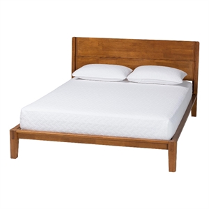 Baxton Studio Aldith Japandi Walnut Brown Toolless Assembly Queen Platform Bed