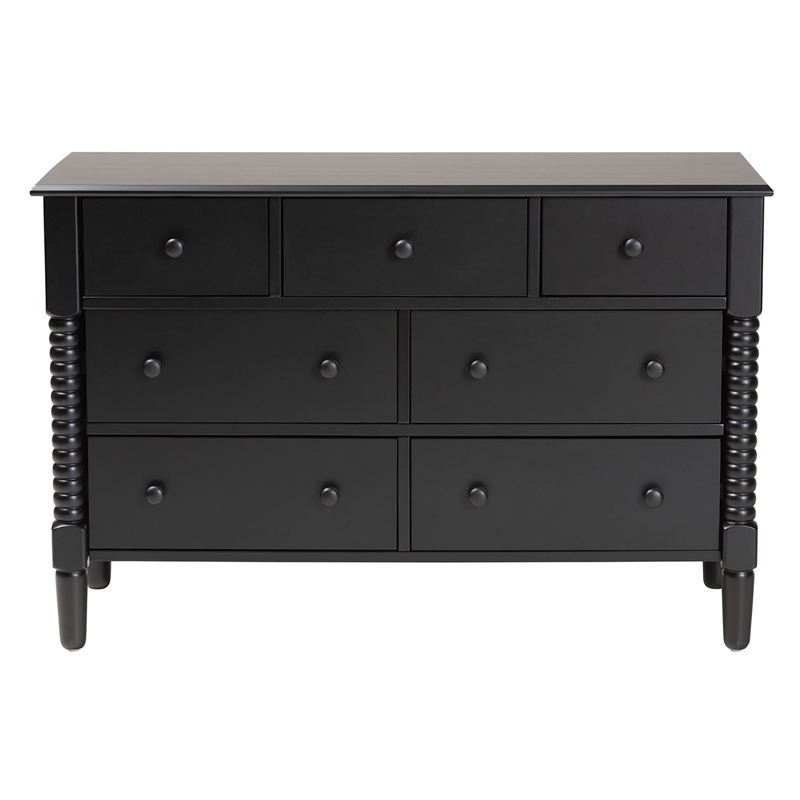 Baxton Studio Braith Farmhouse Black Spindle Wood 7-Drawer Dresser