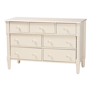 Baxton Studio Braith Farmhouse Ivory Spindle Wood 7-Drawer Dresser