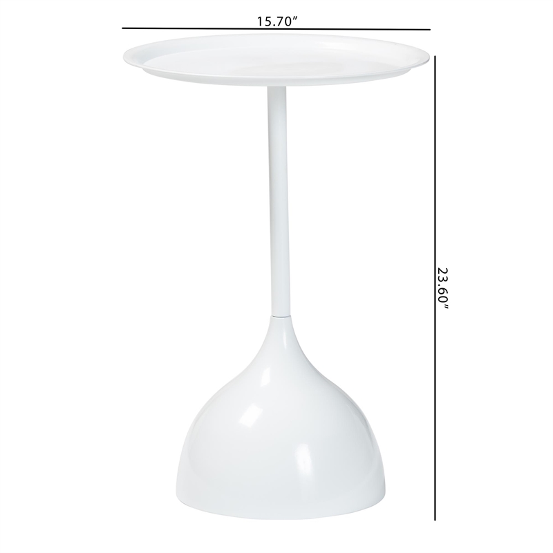 Baxton Studio Webb White Metal Pedestal Side Table Accent Table