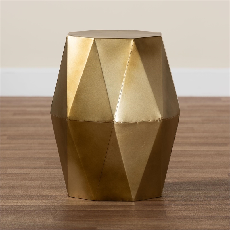 Baxton Studio Salman Geometric Bronze Metal Accent Table