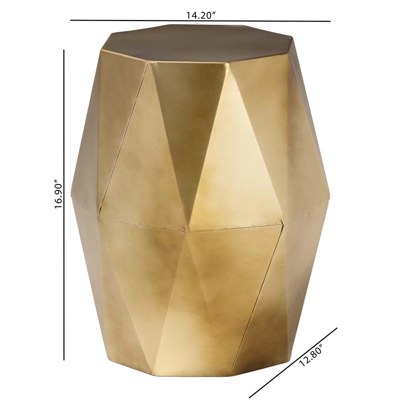 Baxton Studio Salman Geometric Bronze Metal Accent Table
