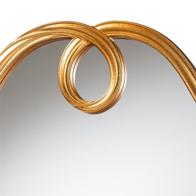 Baxton Studio Elian Gold Wall Mirror with Decorative Top