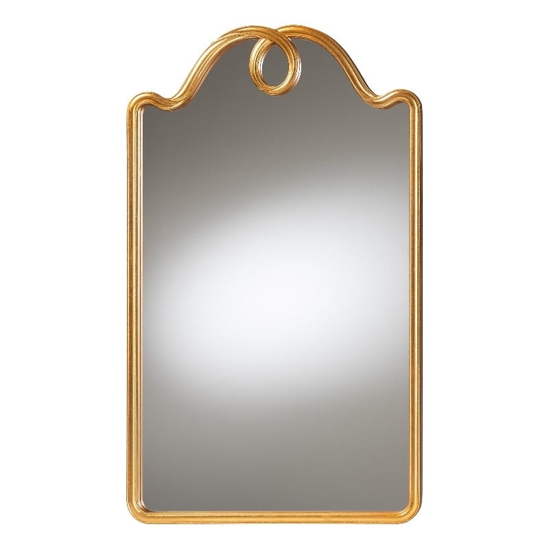 Baxton Studio Elian Gold Wall Mirror with Decorative Top