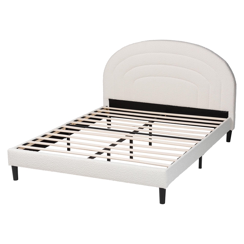 Baxton Studio Pelagia Boucle Upholstered Queen Size Platform Bed