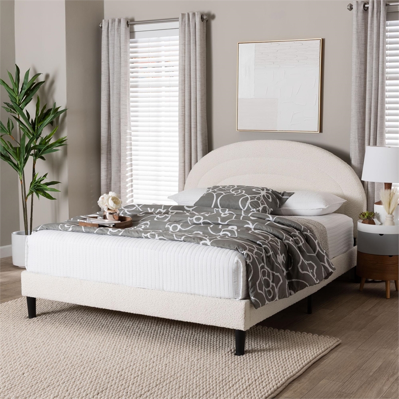 Baxton Studio Pelagia Boucle Upholstered Queen Size Platform Bed