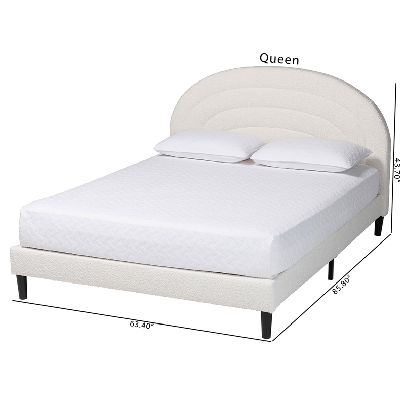 Baxton Studio Pelagia Boucle Upholstered Queen Size Platform Bed