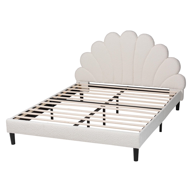 Baxton Studio Albion Boucle Upholstered Queen Size Platform Bed