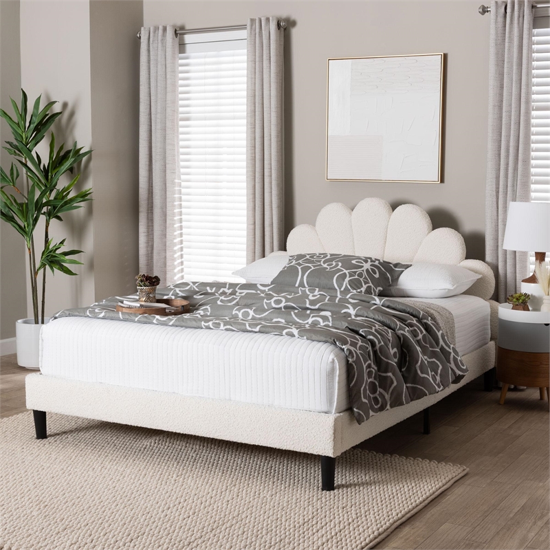 Baxton Studio Albion Boucle Upholstered Queen Size Platform Bed