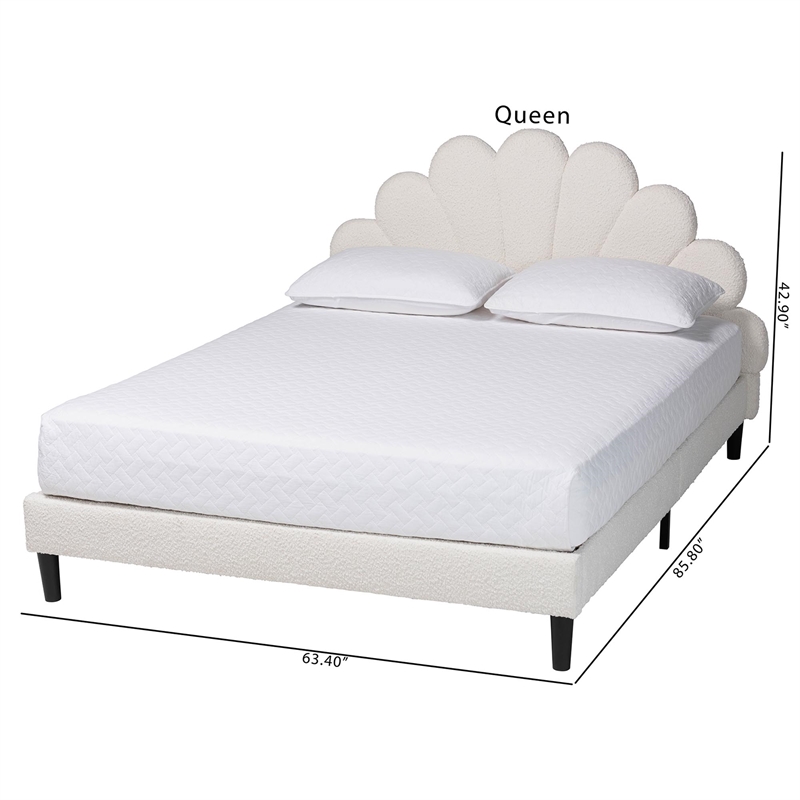 Baxton Studio Albion Boucle Upholstered Queen Size Platform Bed