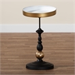 Baxton Studio Javion Round Accent Side Table Black and Gold Metal End Table