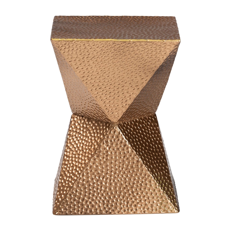 Baxton Studio Pacey Textured Metal Accent Table Geometric Gold Side Table