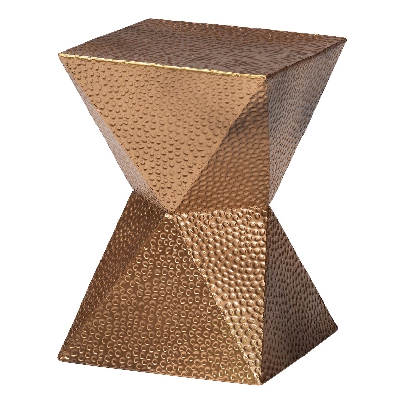 Baxton Studio Pacey Textured Metal Accent Table Geometric Gold Side Table