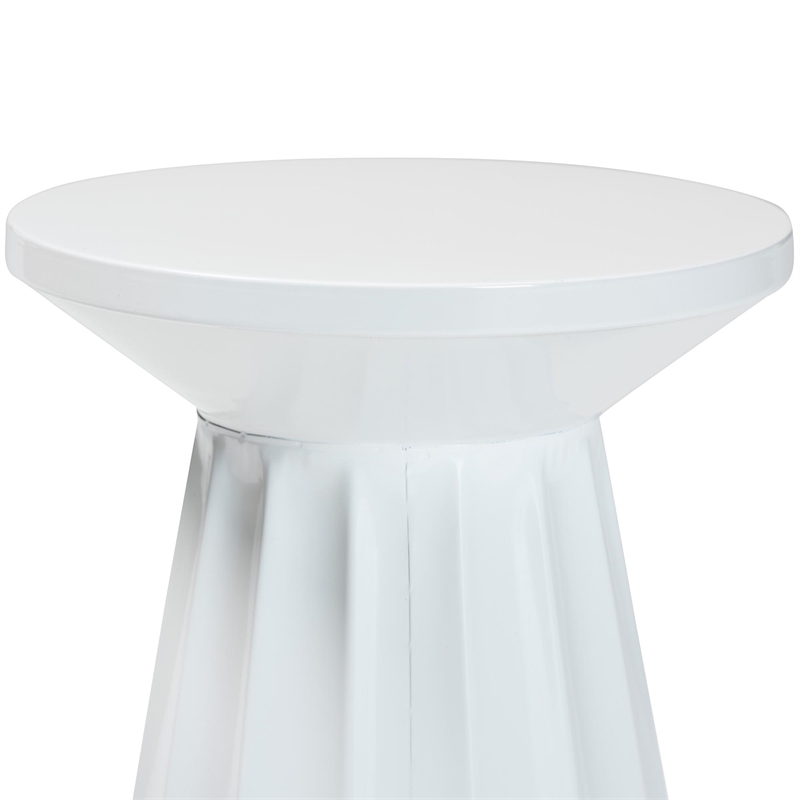Baxton Studio Ulmer Metal Scalloped Side Table Modern Round Accent Table
