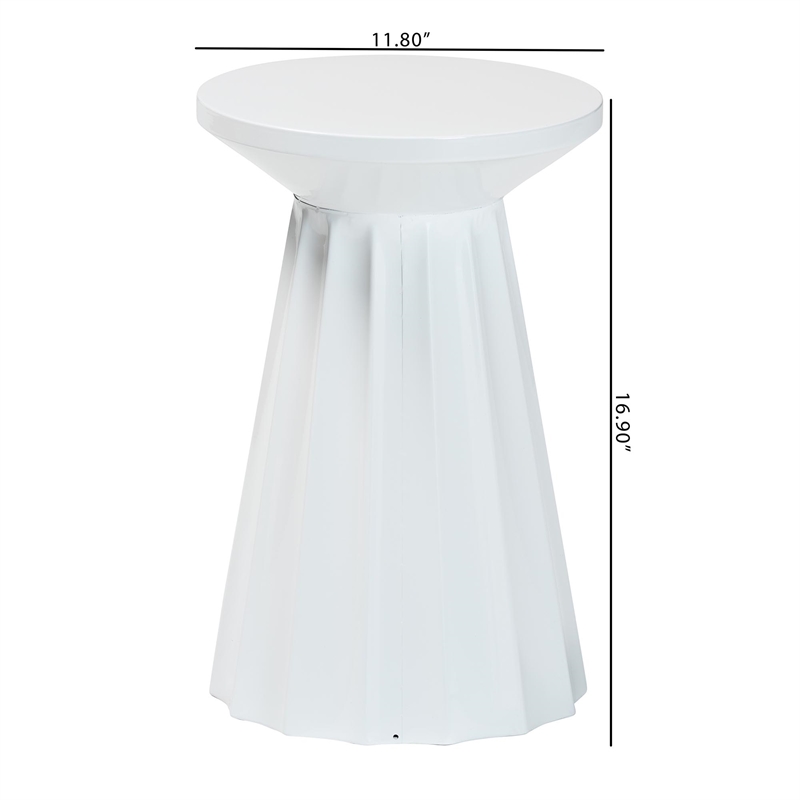 Baxton Studio Ulmer Metal Scalloped Side Table Modern Round Accent Table