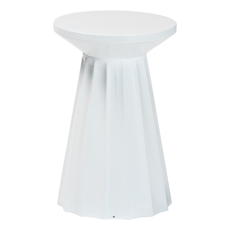Baxton Studio Ulmer Metal Scalloped Side Table Modern Round Accent Table