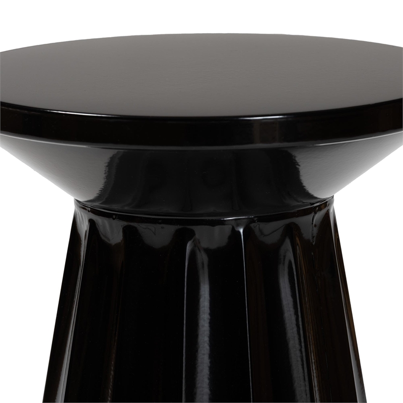 Baxton Studio Ulmer Metal Scalloped Side Table Modern Round Accent Table